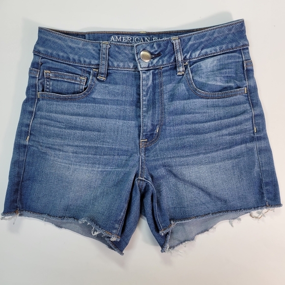 American Eagle Outfitters Hi-Rise Shortie Denim Shorts Cutoffs 4 - Picture 1 of 8